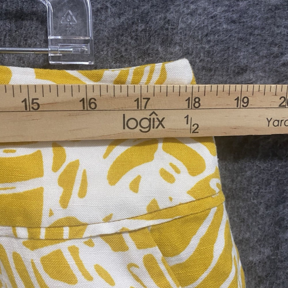 Ann Taylor LOFT Skirt Womens 14 Yellow A Line Linen Blend Beach Vacation Coastal - Picture 4 of 8